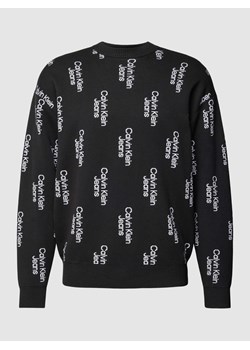 Sweter z dzianiny z napisami z logo na całej powierzchni ze sklepu Peek&Cloppenburg  w kategorii Swetry męskie - zdjęcie 168340844