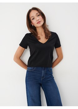 Mohito - T-shirt z dekoltem V - czarny ze sklepu Mohito w kategorii Bluzki damskie - zdjęcie 168349703