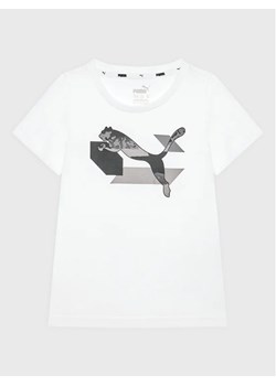 Puma T-Shirt Alpha Graphic 670101 Biały Regular Fit ze sklepu MODIVO w kategorii T-shirty chłopięce - zdjęcie 168394220