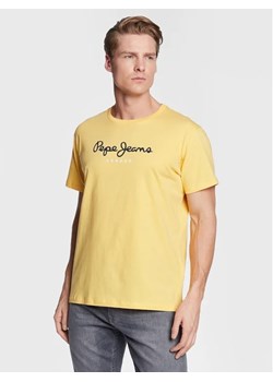Pepe Jeans T-Shirt Eggo PM508208 Żółty Regular Fit ze sklepu MODIVO w kategorii T-shirty męskie - zdjęcie 168415011