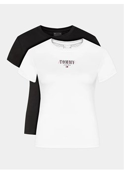 Tommy Jeans Komplet 2 t-shirtów Tjw 2 Pack Slim Essential Logo 1 DW0DW18142 Biały Slim Fit ze sklepu MODIVO w kategorii Bluzki damskie - zdjęcie 168458081