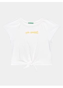 United Colors Of Benetton T-Shirt 3096G108Y Biały Regular Fit ze sklepu MODIVO w kategorii Bluzki dziewczęce - zdjęcie 168461311