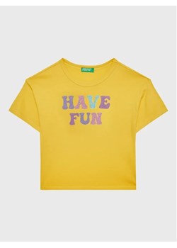 United Colors Of Benetton T-Shirt 3096C10AV Żółty Regular Fit ze sklepu MODIVO w kategorii Bluzki dziewczęce - zdjęcie 168464100