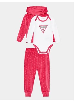 Guess Komplet bluza, body i spodnie dresowe H3BW01 KA2X0 Różowy Regular Fit ze sklepu MODIVO w kategorii Komplety niemowlęce - zdjęcie 168466361