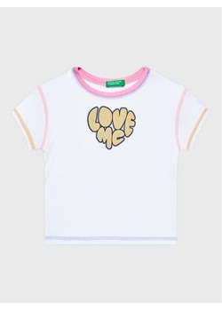 United Colors Of Benetton T-Shirt 3I9WG107Y Biały Regular Fit ze sklepu MODIVO w kategorii Bluzki dziewczęce - zdjęcie 168469321