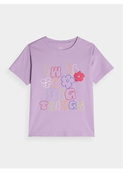 4F T-Shirt 4FJAW23TTSHF0821 Fioletowy Regular Fit ze sklepu MODIVO w kategorii Bluzki dziewczęce - zdjęcie 168481610