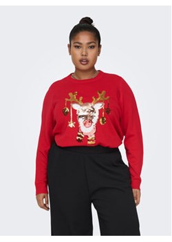 ONLY Carmakoma Sweter Jingle Bell Xmas 15273636 Czerwony Regular Fit ze sklepu MODIVO w kategorii Swetry damskie - zdjęcie 168505523