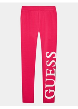 Guess Legginsy J3YB00 KBSV0 Różowy Slim Fit ze sklepu MODIVO w kategorii Spodnie dziewczęce - zdjęcie 168508774