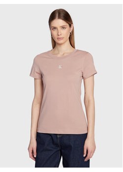 Calvin Klein Jeans T-Shirt J20J220300 Różowy Slim Fit ze sklepu MODIVO w kategorii Bluzki damskie - zdjęcie 168513461