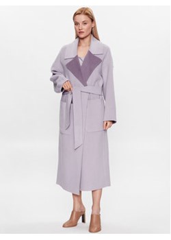 Calvin Klein Płaszcz wełniany K20K205855 Fioletowy Regular Fit ze sklepu MODIVO w kategorii Płaszcze damskie - zdjęcie 168514792