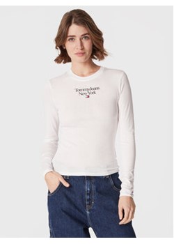 Tommy Jeans Bluzka Essential Logo DW0DW14900 Biały Slim Fit ze sklepu MODIVO w kategorii Bluzki damskie - zdjęcie 168515562