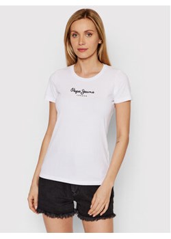 Pepe Jeans T-Shirt PL502711 Biały Slim Fit ze sklepu MODIVO w kategorii Bluzki damskie - zdjęcie 168522693