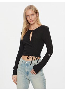 Calvin Klein Jeans Bluzka J20J222559 Czarny Slim Fit ze sklepu MODIVO w kategorii Bluzki damskie - zdjęcie 168523463