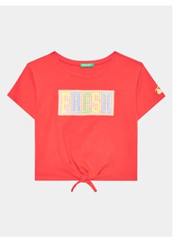 United Colors Of Benetton T-Shirt 3096C10BU Czerwony Regular Fit ze sklepu MODIVO w kategorii Bluzki dziewczęce - zdjęcie 168523603