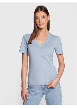 Calvin Klein Jeans T-Shirt J20J220303 Niebieski Slim Fit ze sklepu MODIVO w kategorii Bluzki damskie - zdjęcie 168524504