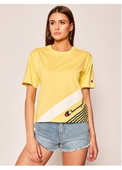 Champion T-Shirt C Logo Ribbed Cuffed 112765 Żółty Regular Fit ze sklepu MODIVO w kategorii Bluzki damskie - zdjęcie 168528313