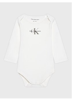 Calvin Klein Jeans Body dziecięce Monogram IN0IN00033 Biały Regular Fit ze sklepu MODIVO w kategorii Body niemowlęce - zdjęcie 168529793