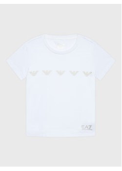 EA7 Emporio Armani T-Shirt 6LFT05 FJ2HZ 1100 Biały Regular Fit ze sklepu MODIVO w kategorii Bluzki dziewczęce - zdjęcie 168530741