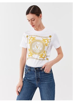 Versace Jeans Couture T-Shirt 75HAHF07 Biały Regular Fit ze sklepu MODIVO w kategorii Bluzki damskie - zdjęcie 168531112