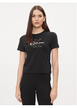 Calvin Klein Jeans T-Shirt Monologo J20J222639 Czarny Regular Fit ze sklepu MODIVO w kategorii Bluzki damskie - zdjęcie 168531742