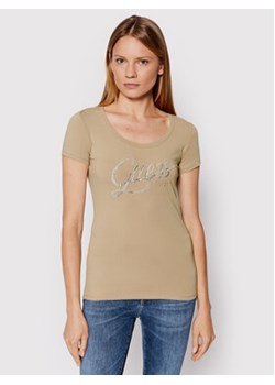 Guess T-Shirt W2YI28 J1300 Beżowy Slim Fit ze sklepu MODIVO w kategorii Bluzki damskie - zdjęcie 168532552