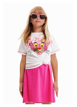 Desigual T-Shirt RÓŻOWA PANTERA 23SGTK12 Biały Regular Fit ze sklepu MODIVO w kategorii Bluzki dziewczęce - zdjęcie 168533993