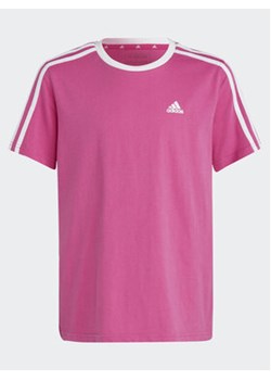 adidas T-Shirt Essentials 3-Stripes Cotton Loose Fit Boyfriend T-Shirt IC3639 Różowy Loose Fit ze sklepu MODIVO w kategorii Bluzki dziewczęce - zdjęcie 168537882