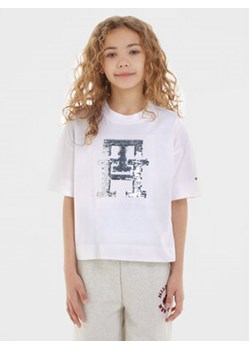 Tommy Hilfiger T-Shirt KG0KG07641 Biały Regular Fit ze sklepu MODIVO w kategorii Bluzki dziewczęce - zdjęcie 168539174