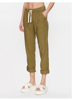 Roxy Spodnie materiałowe On The Seashore ERJNP03294 Zielony Regular Fit ze sklepu MODIVO w kategorii Spodnie damskie - zdjęcie 168542932