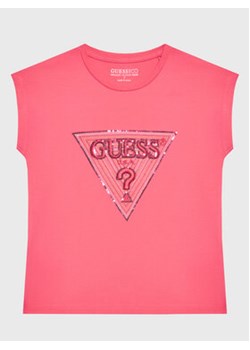 Guess T-Shirt J3GI33 K6YW1 Różowy Boxy Fit ze sklepu MODIVO w kategorii Bluzki dziewczęce - zdjęcie 168545520