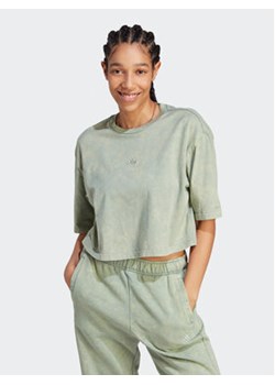 adidas T-Shirt ALL SZN Fleece Washed IL3265 Zielony Loose Fit ze sklepu MODIVO w kategorii Bluzki damskie - zdjęcie 168548824