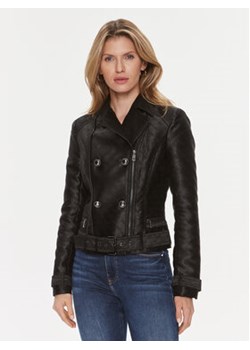 Guess Kurtka z imitacji skóry Olivia Moto Jacket W3YL25 WFIR2 Czarny Regular Fit ze sklepu MODIVO w kategorii Kurtki damskie - zdjęcie 168551264