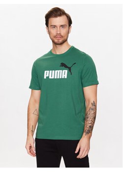 Puma T-Shirt Essentials+2Col Logo 586759 Zielony Regular Fit ze sklepu MODIVO w kategorii T-shirty męskie - zdjęcie 168554431