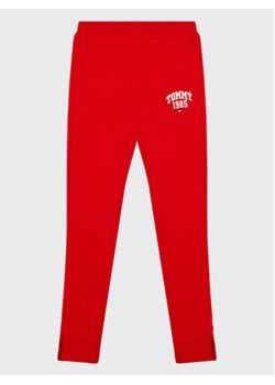Tommy Hilfiger Legginsy Varsity KG0KG07310 D Czerwony Slim Fit ze sklepu MODIVO w kategorii Spodnie dziewczęce - zdjęcie 168555324