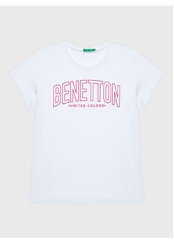 United Colors Of Benetton T-Shirt 3096C10C8 Biały Regular Fit ze sklepu MODIVO w kategorii Bluzki dziewczęce - zdjęcie 168555372