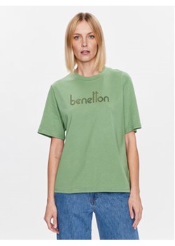 United Colors Of Benetton T-Shirt 3BL0D103H Zielony Regular Fit ze sklepu MODIVO w kategorii Bluzki damskie - zdjęcie 168556342