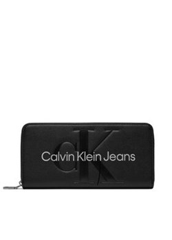 Calvin Klein Jeans Duży Portfel Damski Sculpted Mono Zip Around Mono K60K607634 Czarny ze sklepu MODIVO w kategorii Portfele damskie - zdjęcie 168559714