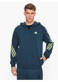 adidas Bluza Future Icons 3-Stripes Full-Zip Hoodie IJ8878 Turkusowy Regular Fit ze sklepu MODIVO w kategorii Bluzy męskie - zdjęcie 168560692