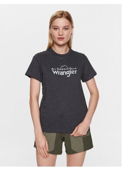 Wrangler T-Shirt Logo Tee WC5FGEB00 112326375 Szary Regular Fit ze sklepu MODIVO w kategorii Bluzki damskie - zdjęcie 168561711