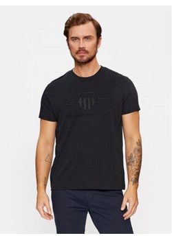 Gant T-Shirt Reg Tonal Shield Ss 2003140 Czarny Regular Fit ze sklepu MODIVO w kategorii T-shirty męskie - zdjęcie 168563370