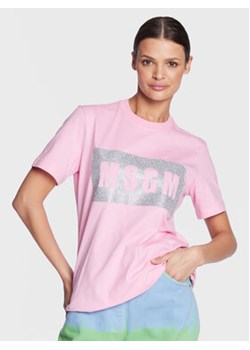 MSGM T-Shirt 3441MDM520G 237002 Różowy Regular Fit ze sklepu MODIVO w kategorii Bluzki damskie - zdjęcie 168565373
