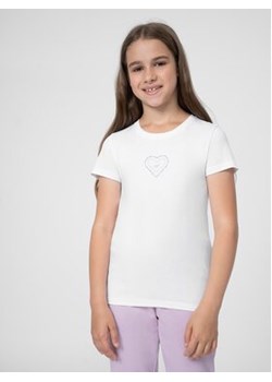 4F T-Shirt 4FJSS23TTSHF384 Biały Regular Fit ze sklepu MODIVO w kategorii Bluzki dziewczęce - zdjęcie 168568111