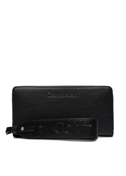 Calvin Klein Duży Portfel Damski Gracie Wallet W/Strap Lg K60K611388 Czarny ze sklepu MODIVO w kategorii Portfele damskie - zdjęcie 168569380