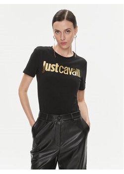 Just Cavalli T-Shirt 75PAHT00 Czarny Regular Fit ze sklepu MODIVO w kategorii Bluzki damskie - zdjęcie 168569412