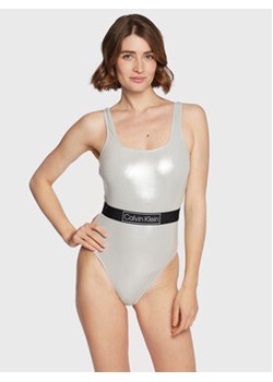 Calvin Klein Swimwear Strój kąpielowy KW0KW01956 Srebrny ze sklepu MODIVO w kategorii Stroje kąpielowe - zdjęcie 168569620