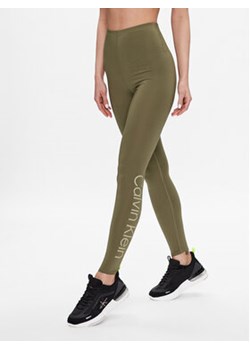 Calvin Klein Performance Legginsy 00GWS3L602 Beżowy Slim Fit ze sklepu MODIVO w kategorii Spodnie damskie - zdjęcie 168575870
