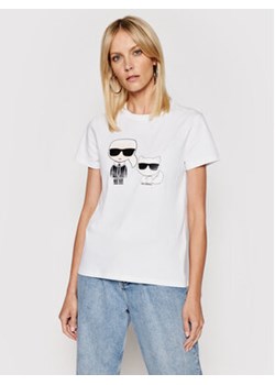 KARL LAGERFELD T-Shirt Ikonik & Choupette 210W1724 Biały Regular Fit ze sklepu MODIVO w kategorii Bluzki damskie - zdjęcie 168576243