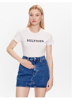 Tommy Hilfiger T-Shirt WW0WW38872 Écru Slim Fit ze sklepu MODIVO w kategorii Bluzki damskie - zdjęcie 168579421