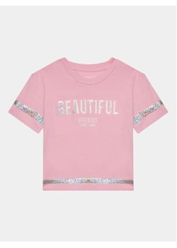 Guess T-Shirt K4RI26 K6YW4 Różowy Regular Fit ze sklepu MODIVO w kategorii Bluzki dziewczęce - zdjęcie 168580204