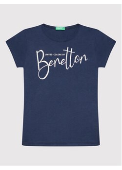 United Colors Of Benetton T-Shirt 3I1XC101Q Granatowy Regular Fit ze sklepu MODIVO w kategorii Bluzki dziewczęce - zdjęcie 168587222